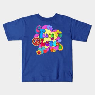 Pretty Flower Power Peace and Love Hippy Design Kids T-Shirt